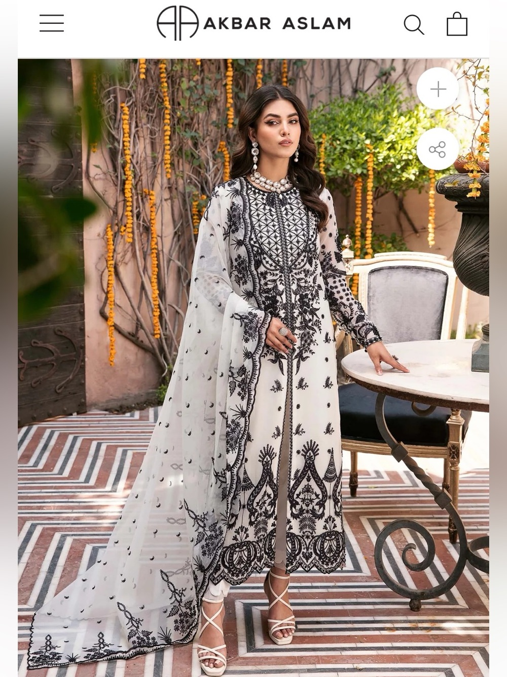 pakistani akbar aslam embrodiered dress